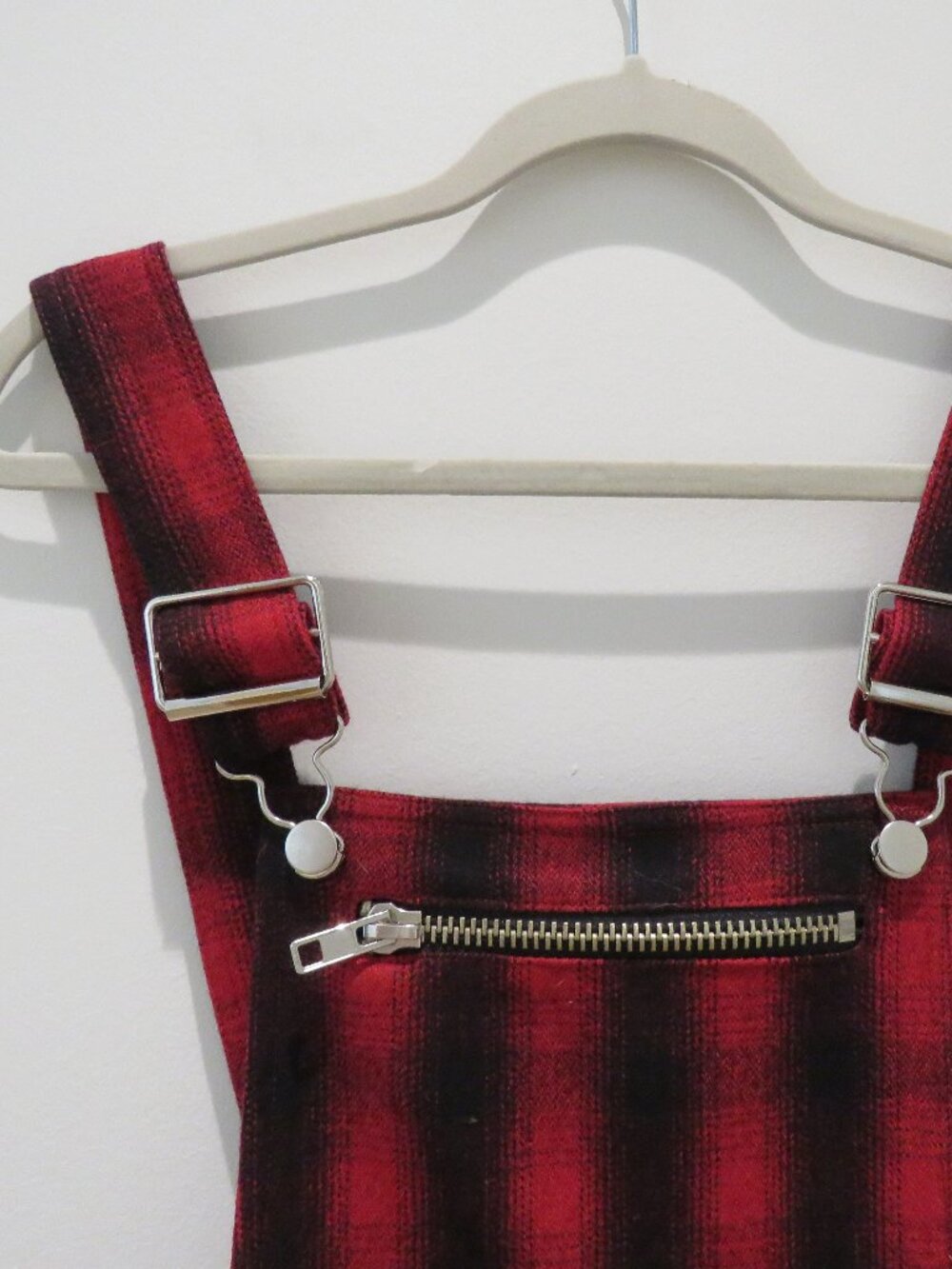 UNIF Brixton Red Plaid Wool Blend Jumper Pinafore Dress XS Punk Alt Grunge Mod - Picture 5 of 14
